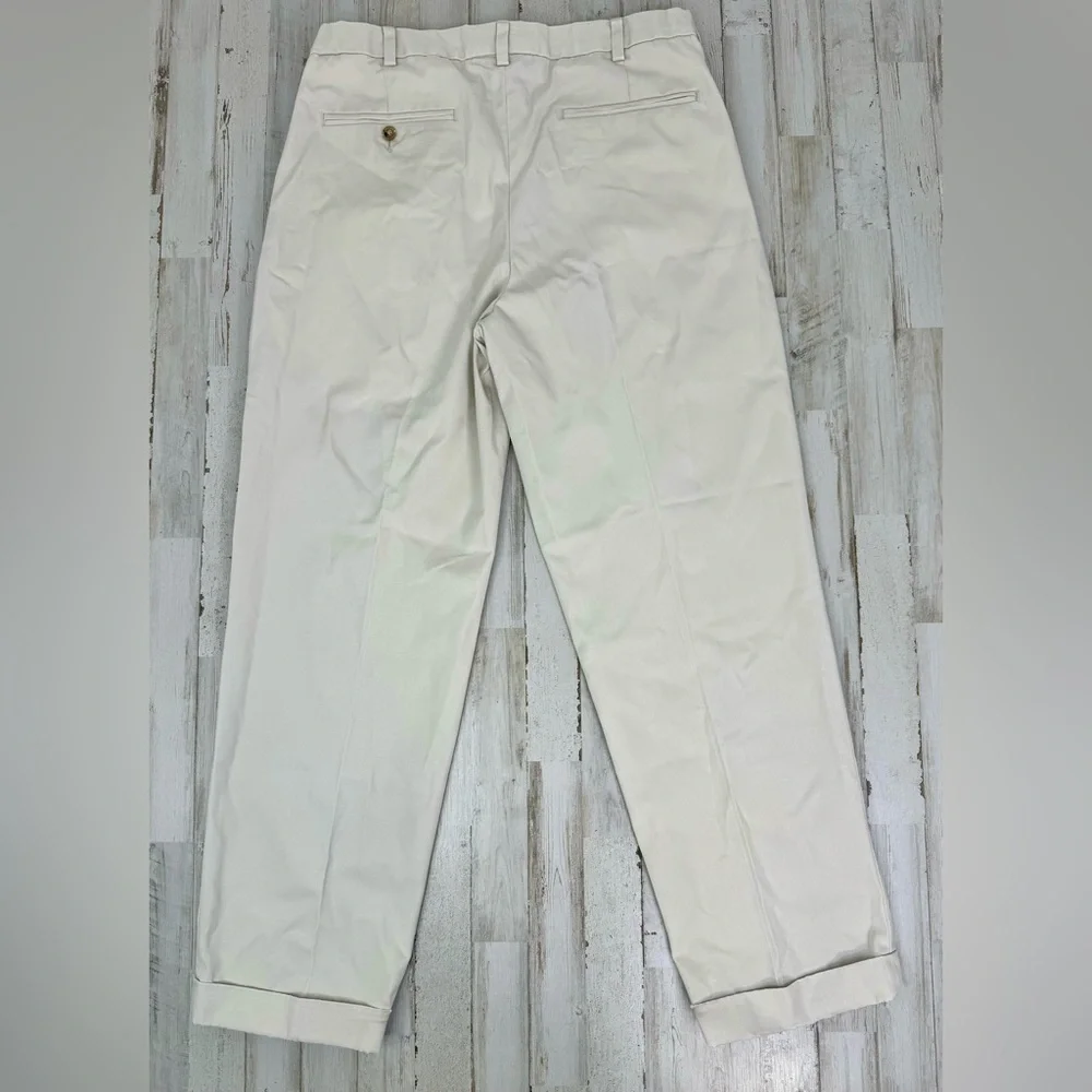 Orvis Pants Mens 34x30 Pleated Golf Straight Leg Casual Cream - Picture 11 of 11